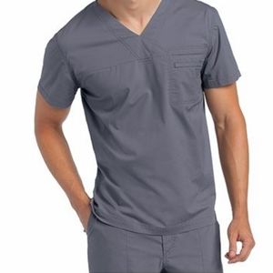Landau Men's Solid V-Neck Scrub Top 7478